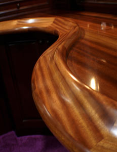 Custom wood serpentine bar tops from Grothouse Lumber