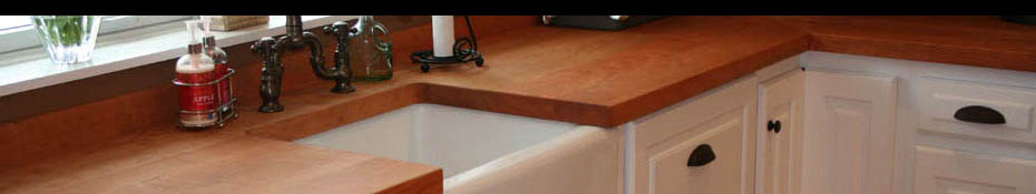 Flat Grain Cherry Countertops with  Food Grade Oil Finish and Apron Sink