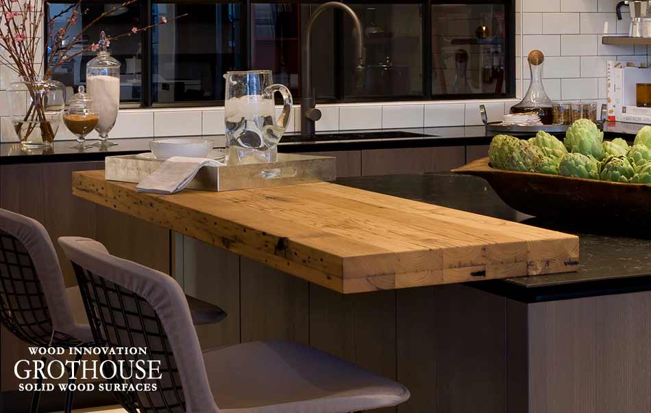 Reclaimed Chestnut Kitchen Island Bar Top in Alexandria, VA