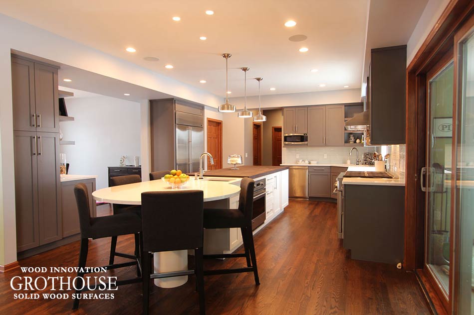White Kitchen Island with Custom Peruvian Walnut Top White Kitchen Island with Peruvian Walnut Top