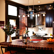 Walnut and Cherry Checkerboard Butcher Block Countertop