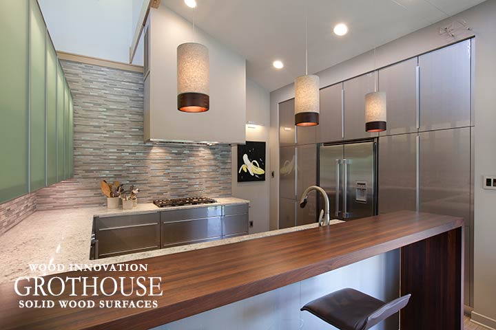 Peruvian Walnut Kitchen Bar Top Savannah, GA Custom Peruvian Walnut Kitchen Bar Top for a contemporary style home in Savannah, Georgia