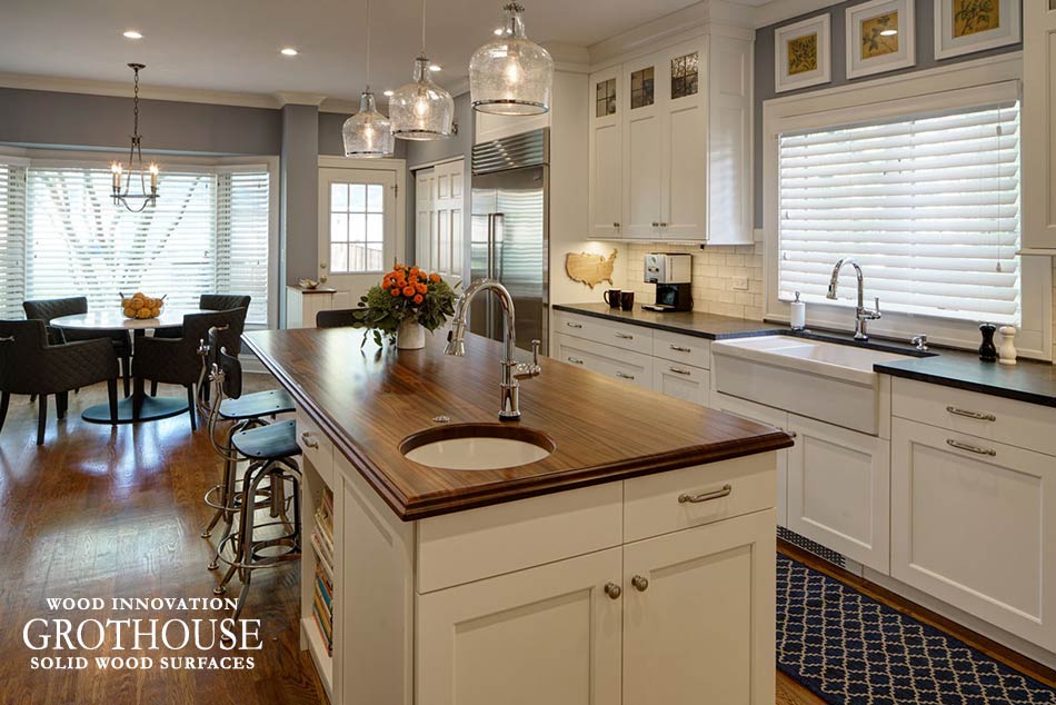 Distressed Sapele Mahogany Wood Countertop with sink Distressed Sapele Mahogany Wood Countertop with an undermount sink Hinsdale, IL